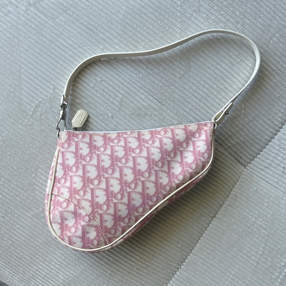 Dior Handbags - Authentic Dior Pink Monogram Saddle Shoulder Bag
